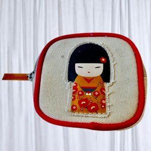 Kimmidoll Japanese Coin Purse Geisha Girl Flowers DOUBLE SIDED